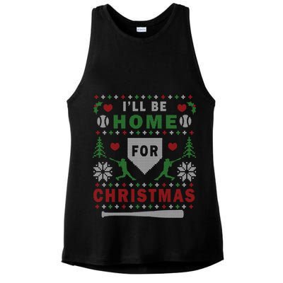 I'LL BE HOME FOR CHRISTMAS BASEBALL UGLY CHRISTMAS Ladies PosiCharge Tri-Blend Wicking Tank
