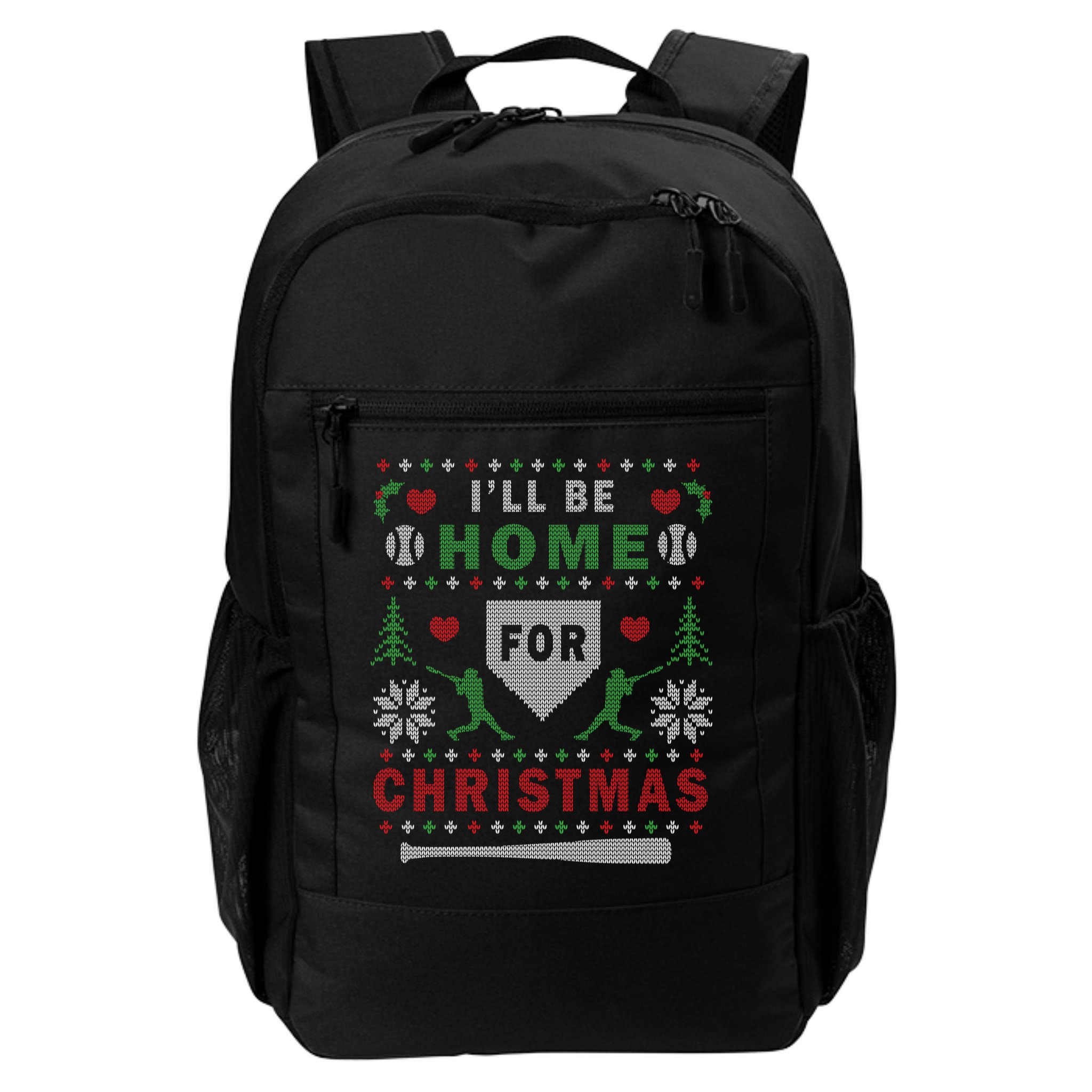 I'LL BE HOME FOR CHRISTMAS BASEBALL UGLY CHRISTMAS Backpack