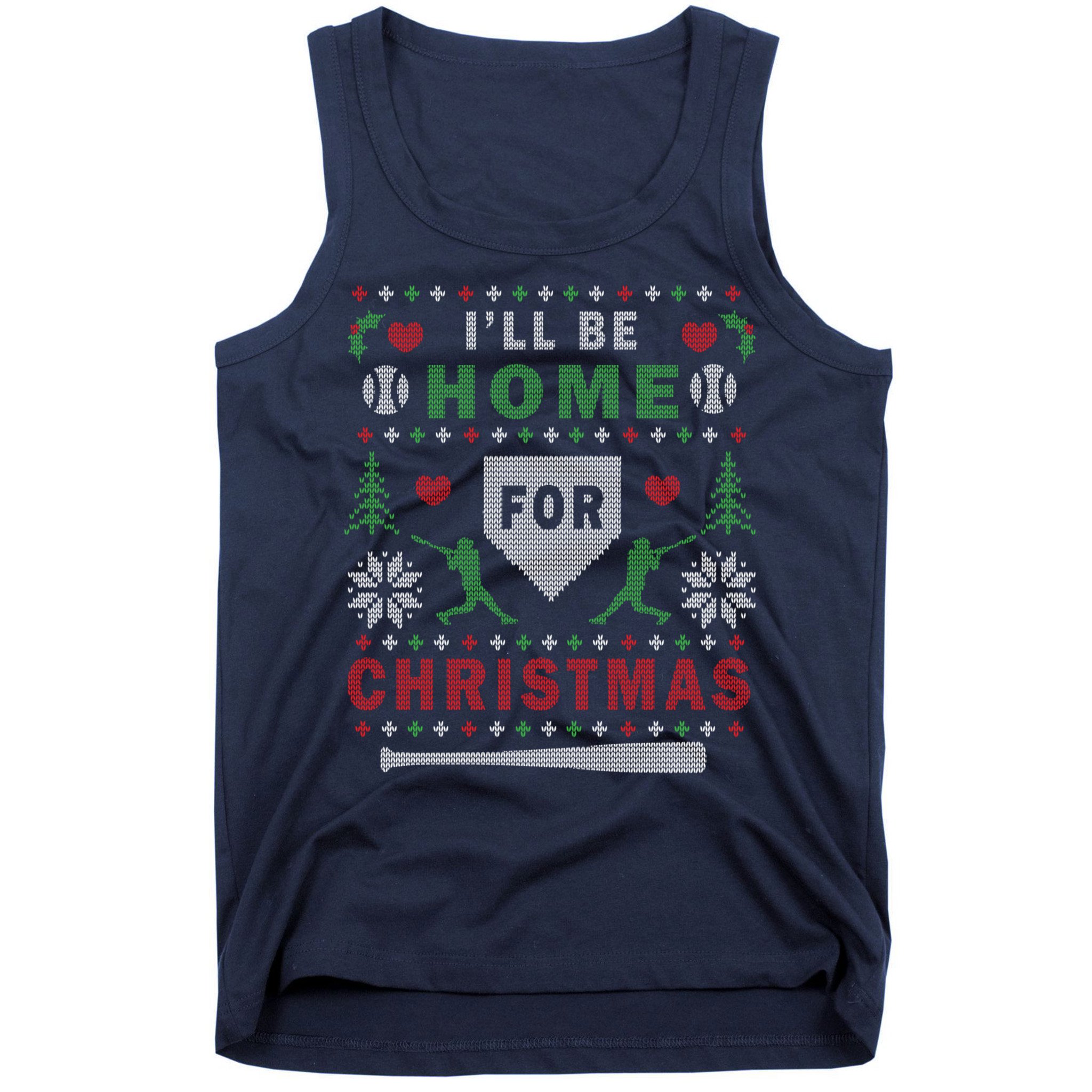 I'LL BE HOME FOR CHRISTMAS BASEBALL UGLY CHRISTMAS Tank Top