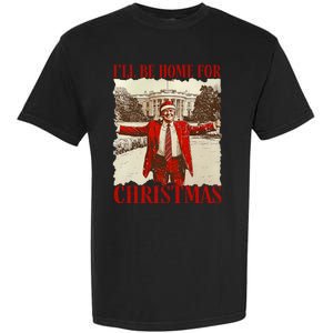 ILl Be Home For Christmas Xmas Trump Pajamas Holiday Santa Garment-Dyed Heavyweight T-Shirt