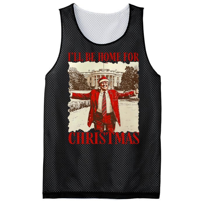 ILl Be Home For Christmas Xmas Trump Pajamas Holiday Santa Mesh Reversible Basketball Jersey Tank