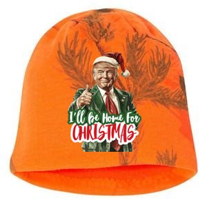 ILl Be Home For Christmas Funny Santa Claus Trump 2024 Kati - Camo Knit Beanie