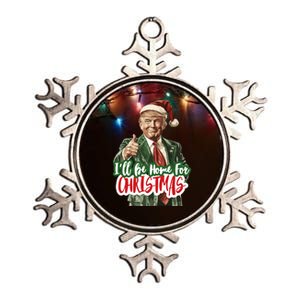 ILl Be Home For Christmas Funny Santa Claus Trump 2024 Metallic Star Ornament