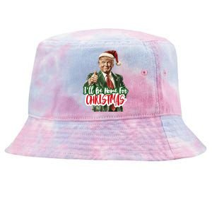 ILl Be Home For Christmas Funny Santa Claus Trump 2024 Tie-Dyed Bucket Hat