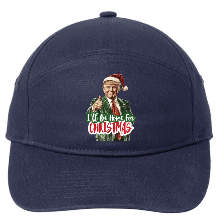 ILl Be Home For Christmas Funny Santa Claus Trump 2024 7-Panel Snapback Hat