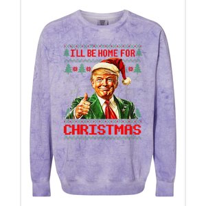 ILl Be Home For Christmas Funny Santa Trump Pajamas Ugly Colorblast Crewneck Sweatshirt