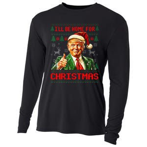 ILl Be Home For Christmas Funny Santa Trump Pajamas Ugly Cooling Performance Long Sleeve Crew