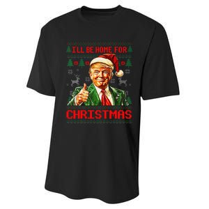 ILl Be Home For Christmas Funny Santa Trump Pajamas Ugly Performance Sprint T-Shirt