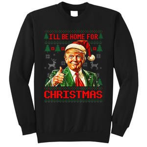 ILl Be Home For Christmas Funny Santa Trump Pajamas Ugly Tall Sweatshirt