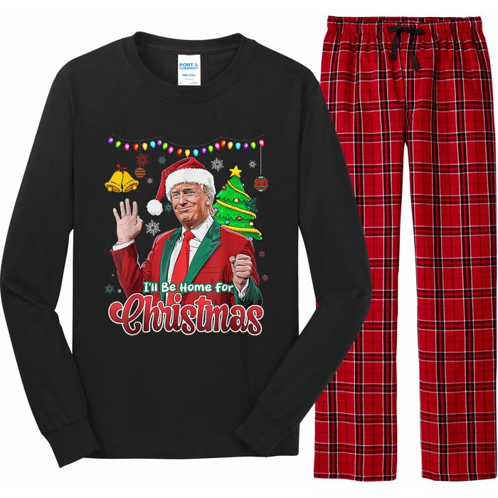 ILl Be Home For Christmas Santa Funny Trump Ugly Long Sleeve Pajama Set