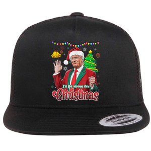 ILl Be Home For Christmas Santa Funny Trump Ugly Flat Bill Trucker Hat