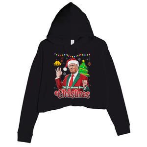 ILl Be Home For Christmas Santa Funny Trump Ugly Crop Fleece Hoodie