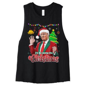 ILl Be Home For Christmas Santa Funny Trump Ugly Women's Racerback Cropped Tank