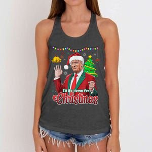 ILl Be Home For Christmas Santa Funny Trump Ugly Women's Knotted Racerback Tank