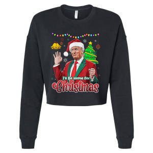 ILl Be Home For Christmas Santa Funny Trump Ugly Cropped Pullover Crew