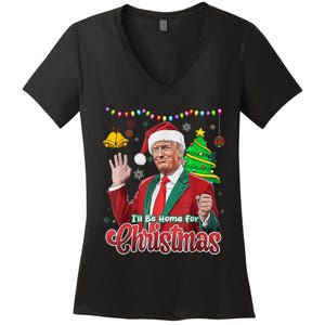 ILl Be Home For Christmas Santa Funny Trump Ugly Women's V-Neck T-Shirt