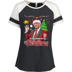 ILl Be Home For Christmas Santa Funny Trump Ugly Enza Ladies Jersey Colorblock Tee