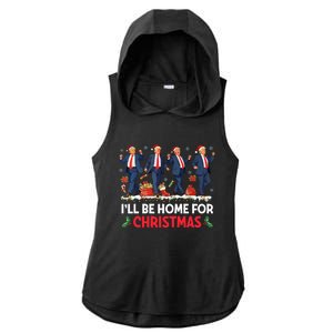 ILl Be Home For Christmas Santa Trump Ladies PosiCharge Tri-Blend Wicking Draft Hoodie Tank