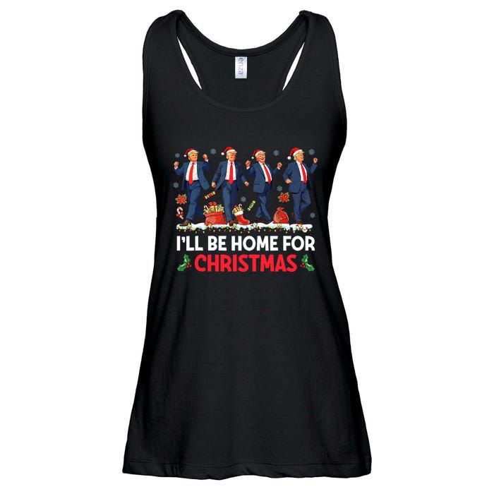 ILl Be Home For Christmas Santa Trump Ladies Essential Flowy Tank