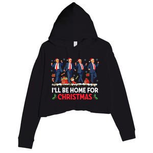 ILl Be Home For Christmas Santa Trump Crop Fleece Hoodie