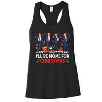 ILl Be Home For Christmas Santa Trump Women's Racerback Tank