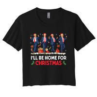 ILl Be Home For Christmas Santa Trump Women's Crop Top Tee