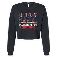 ILl Be Home For Christmas Santa Trump Cropped Pullover Crew