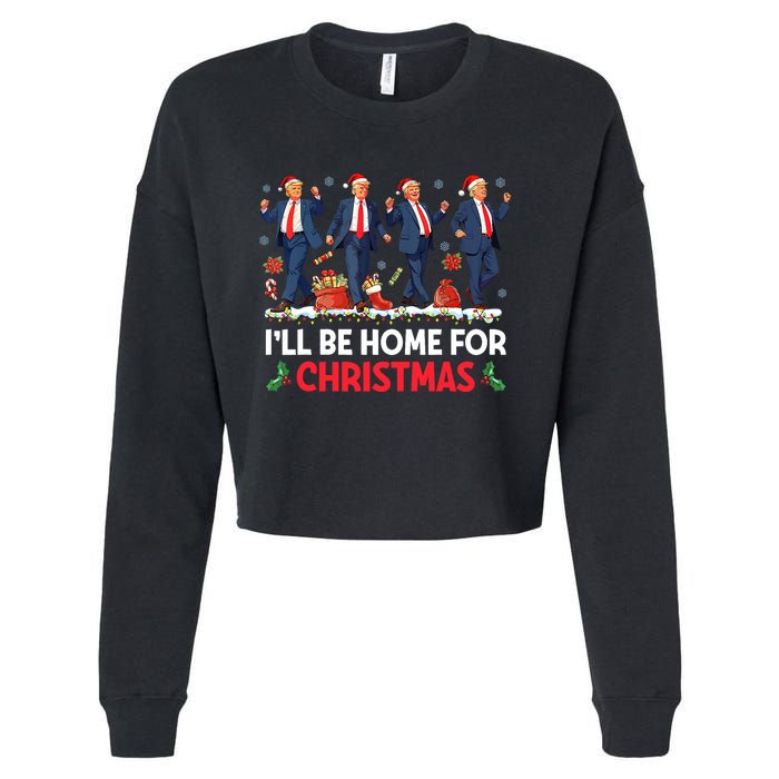 ILl Be Home For Christmas Santa Trump Cropped Pullover Crew