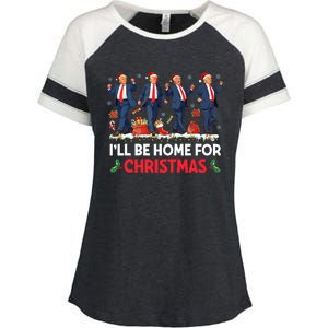 ILl Be Home For Christmas Santa Trump Enza Ladies Jersey Colorblock Tee