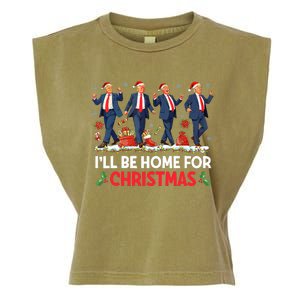 ILl Be Home For Christmas Santa Trump Garment-Dyed Women's Muscle Tee