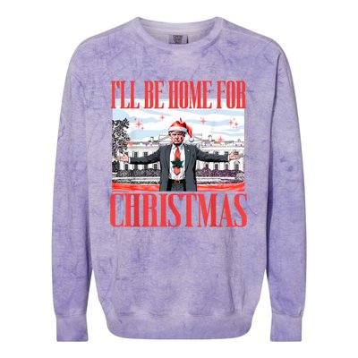 ILl Be Home For Christmas Santa Funny Trump Xmas Pajamas Colorblast Crewneck Sweatshirt