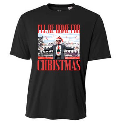 ILl Be Home For Christmas Santa Funny Trump Xmas Pajamas Cooling Performance Crew T-Shirt