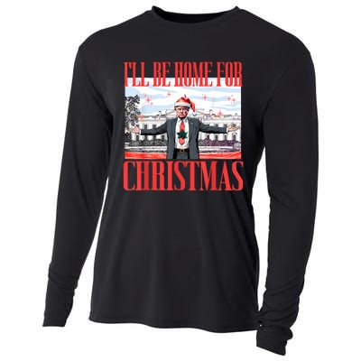 ILl Be Home For Christmas Santa Funny Trump Xmas Pajamas Cooling Performance Long Sleeve Crew