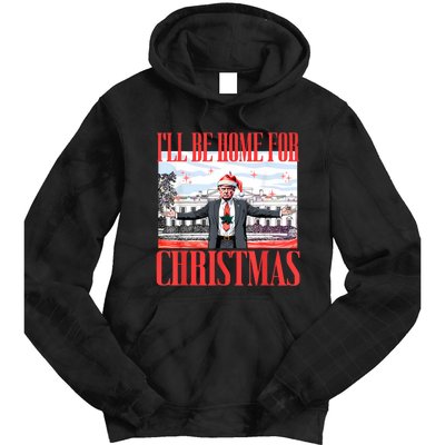 ILl Be Home For Christmas Santa Funny Trump Xmas Pajamas Tie Dye Hoodie