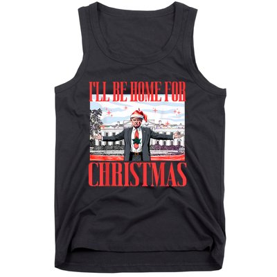 ILl Be Home For Christmas Santa Funny Trump Xmas Pajamas Tank Top