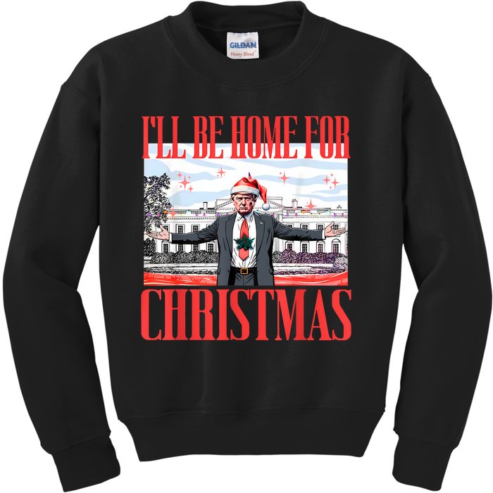 ILl Be Home For Christmas Santa Funny Trump Xmas Pajamas Kids Sweatshirt