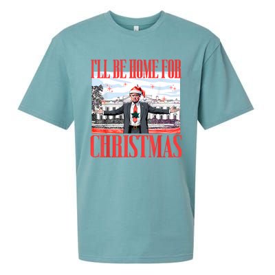 ILl Be Home For Christmas Santa Funny Trump Xmas Pajamas Sueded Cloud Jersey T-Shirt