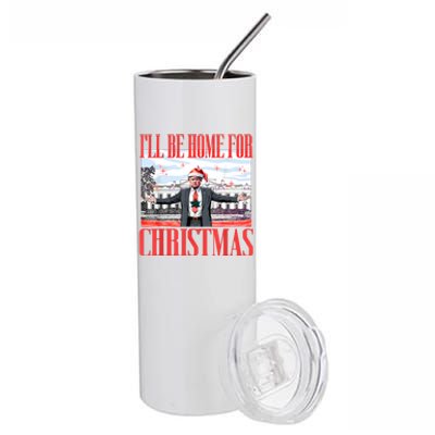 ILl Be Home For Christmas Santa Funny Trump Xmas Pajamas Stainless Steel Tumbler