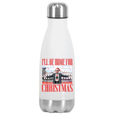 ILl Be Home For Christmas Santa Funny Trump Xmas Pajamas Stainless Steel Insulated Water Bottle