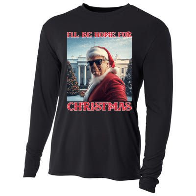 ILl Be Home For Christmas Trump Santa Selfie White House Cooling Performance Long Sleeve Crew