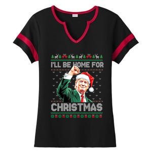 ILl Be Home For Christmas Funny Trump Ugly Xmas Meaningful Gift Ladies Halftime Notch Neck Tee