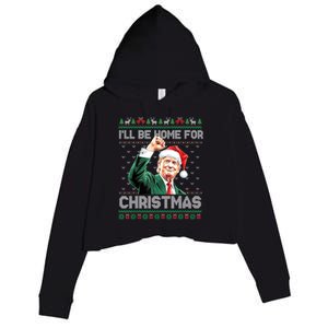 ILl Be Home For Christmas Funny Trump Ugly Xmas Meaningful Gift Crop Fleece Hoodie