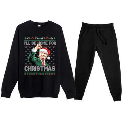 ILl Be Home For Christmas Funny Trump Ugly Xmas Meaningful Gift Premium Crewneck Sweatsuit Set