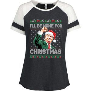 ILl Be Home For Christmas Funny Trump Ugly Xmas Meaningful Gift Enza Ladies Jersey Colorblock Tee