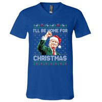 ILl Be Home For Christmas Funny Trump Ugly Xmas Meaningful Gift V-Neck T-Shirt