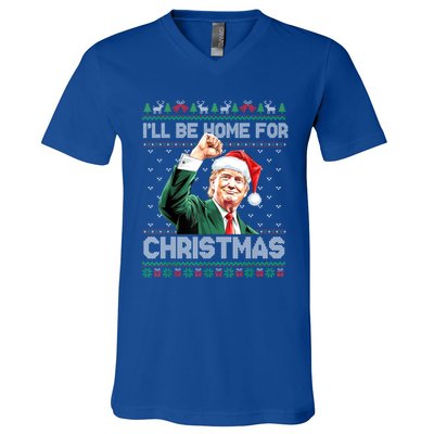 ILl Be Home For Christmas Funny Trump Ugly Xmas Meaningful Gift V-Neck T-Shirt