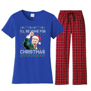 ILl Be Home For Christmas Funny Trump Ugly Xmas Meaningful Gift Women's Flannel Pajama Set