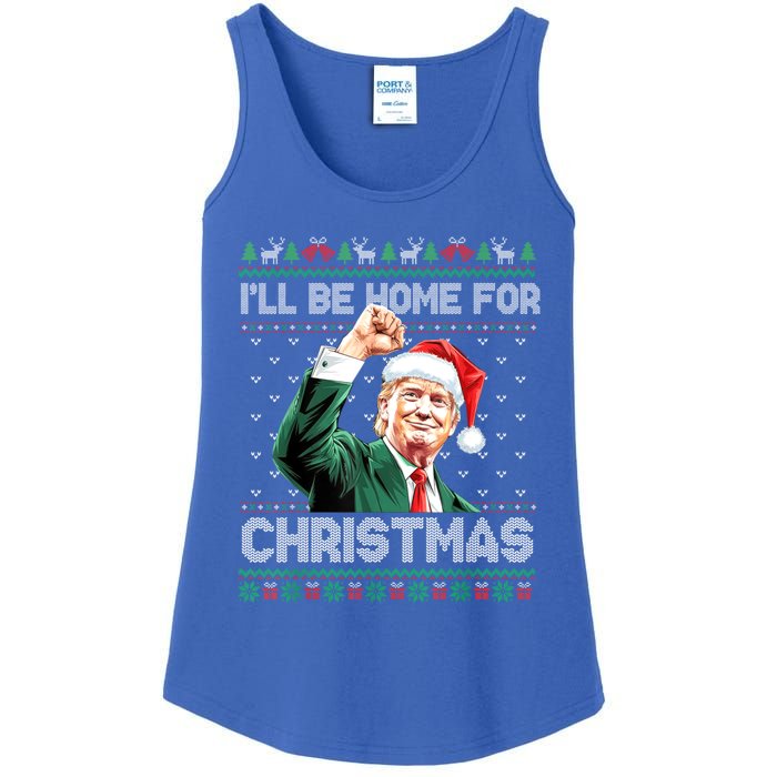 ILl Be Home For Christmas Funny Trump Ugly Xmas Meaningful Gift Ladies Essential Tank