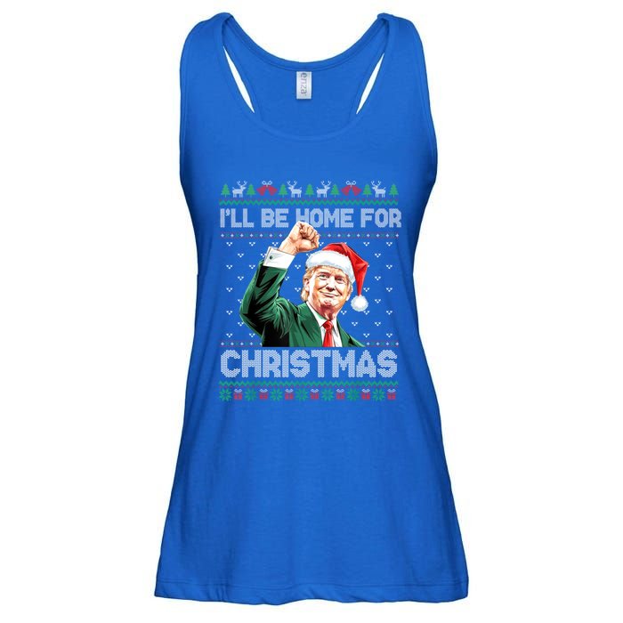 ILl Be Home For Christmas Funny Trump Ugly Xmas Meaningful Gift Ladies Essential Flowy Tank