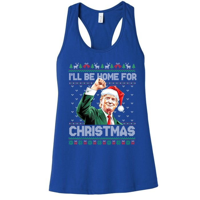 ILl Be Home For Christmas Funny Trump Ugly Xmas Meaningful Gift Women's Racerback Tank